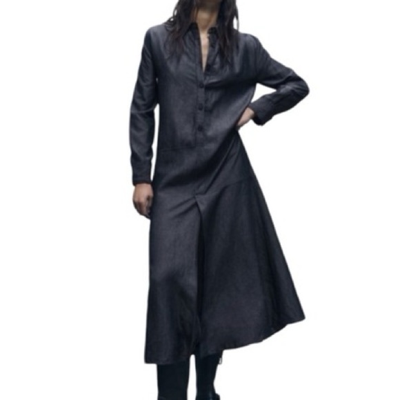 ZARA‎ ZW COLLECTION The Kyra Dress, Linen Blend Shirt Dress, Not Lined, Size S - Picture 1 of 10